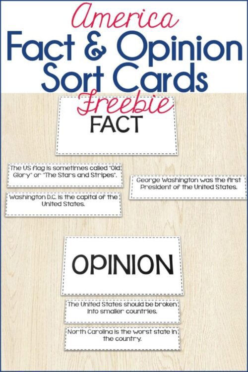 America Fact And Opinion Sort Tales From Outside The Classroom