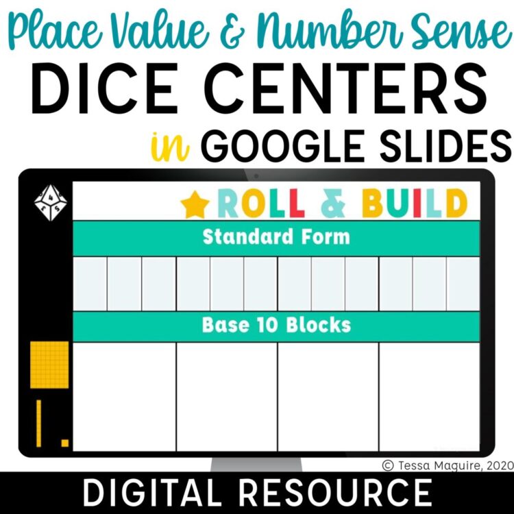 Place Value & Number Sense Dice Centers in Google Slides
