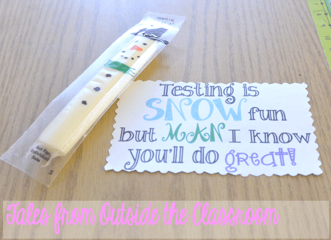 Use a Sharpie to draw on string cheese and attach this cute saying to give kids a boost before major tests.