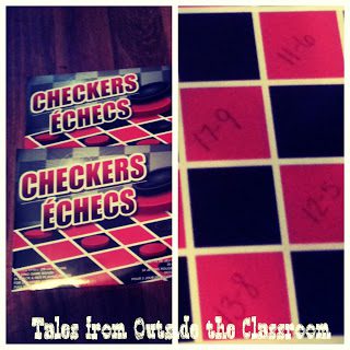 Use checkers to practice math facts. Checkers can be purchased from thrift or dollar stores.