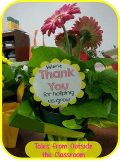 Tag for using flowers as thank you gifts at the end of the school year.