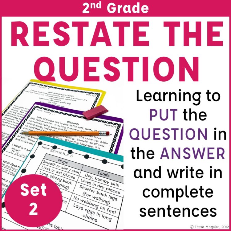 2nd Grade Restate the Question Practice