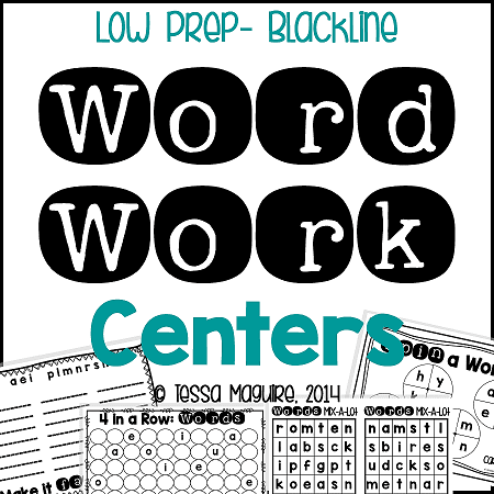 Easy-prep, blackline Word Work Centers make your word work setup a snap!