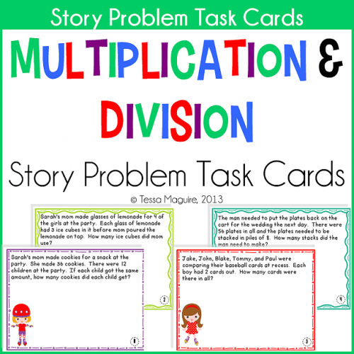 Multiplication and Division Story Problems task cards