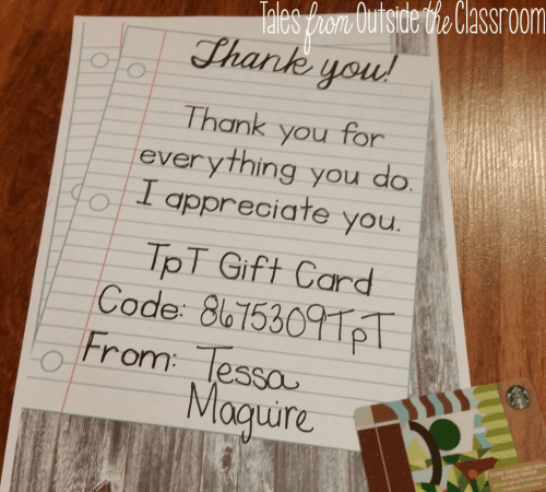 TpT Gift Card - Tales from Outside the Classroom