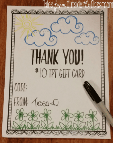 A free printable for TpT Gift cards