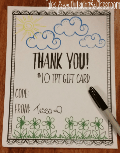TpT Gift card - Tales from Outside the Classroom