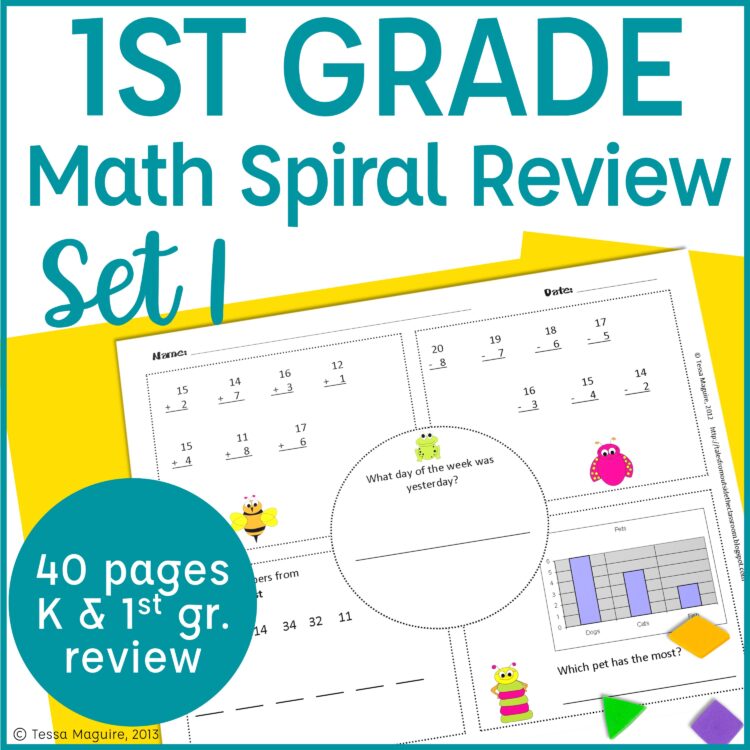 Kindergarten & First Grade Math Spiral Review pages