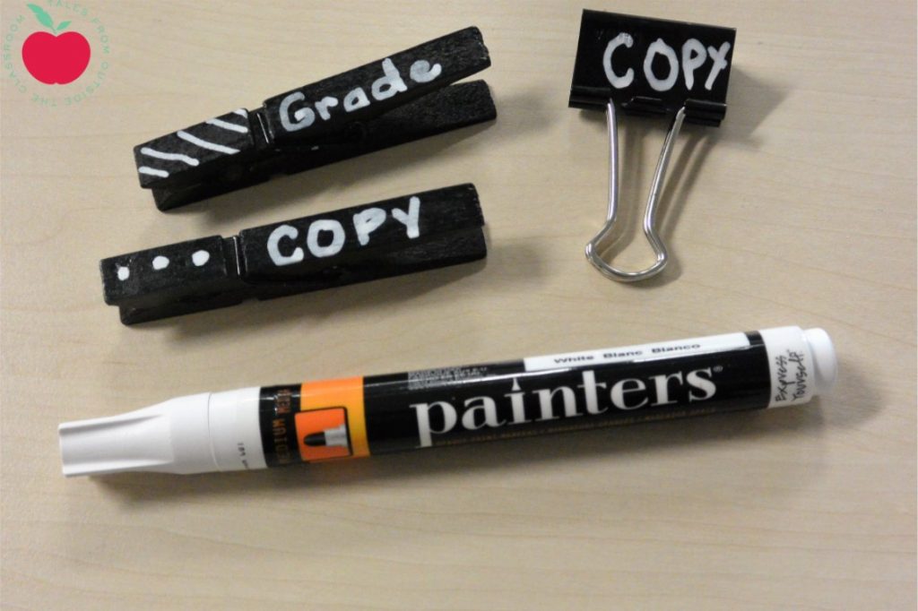 Use a paint pen and binder clips or clothes pins to make cute and affordable welcome gifts for new staff members