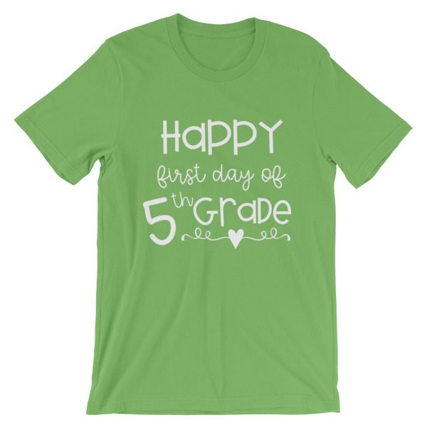 Leaf green First Day of 5th Grade tee