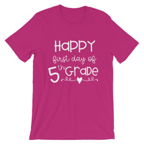 Berry Pink First Day of 5th Grade tee