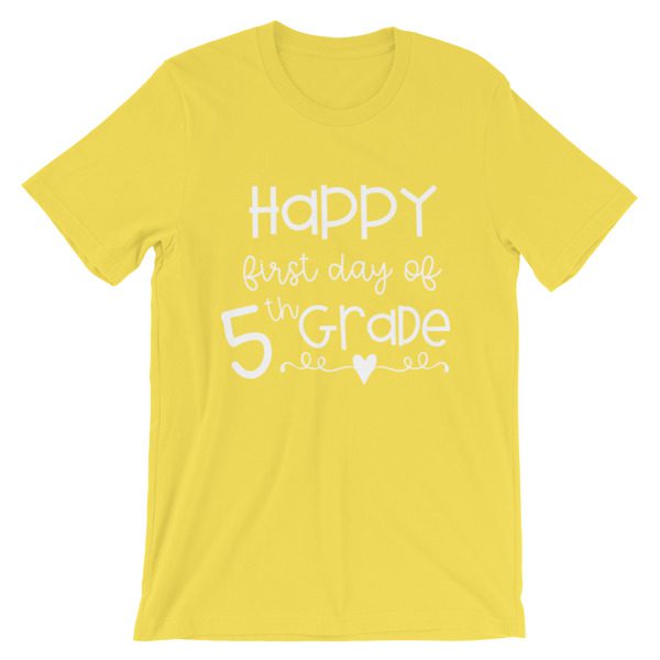Yellow First Day of 5th Grade tee