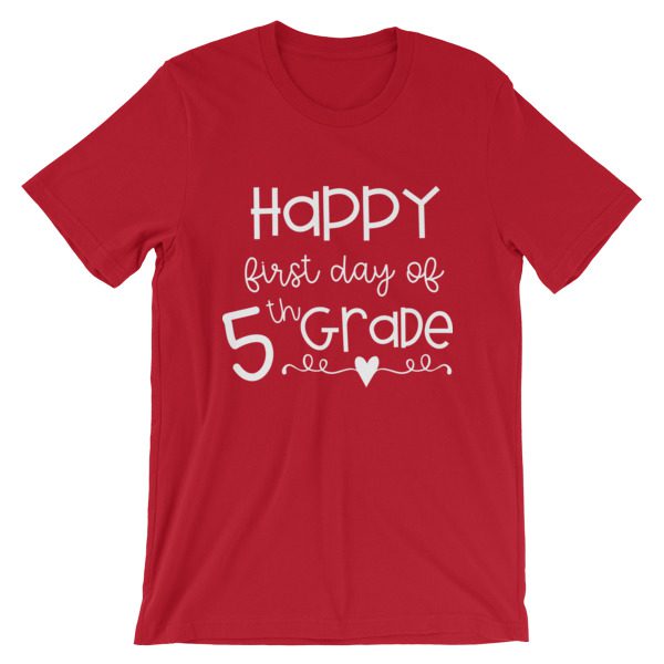 Red First Day of 5th Grade tee