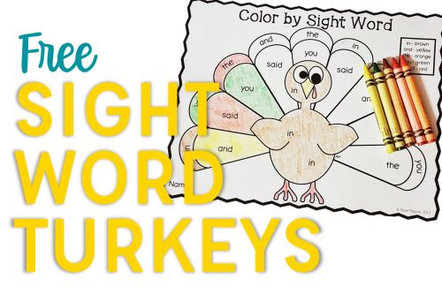 Dolch Sight Word Turkeys Example