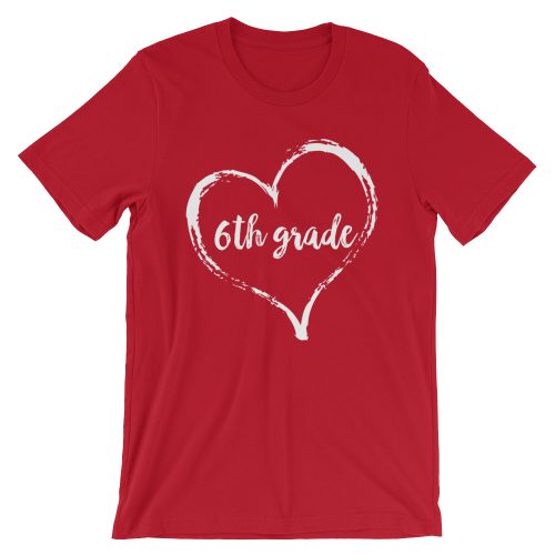 Love 6th grade tee- Red with white