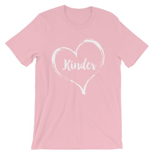 Love Kinder tee- Pink with white