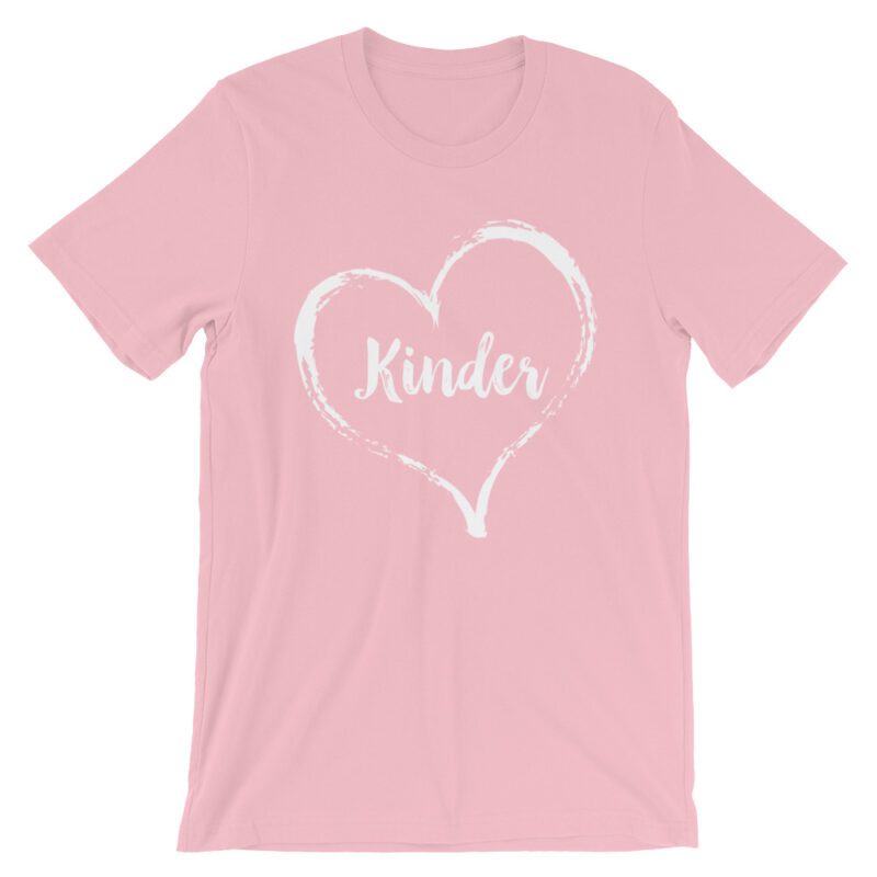 Love Kinder tee- Pink with white