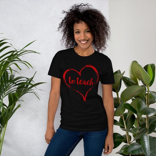 Love to Teach tee- Black with red