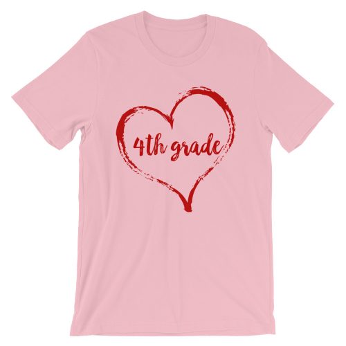 Love 4th grade tee- Pink with red