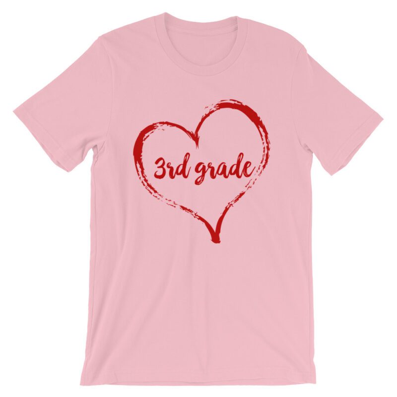 Love 3rd Grade tee- Pink with red