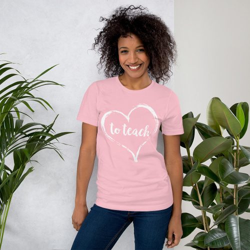Love to Teach tee- Pink with white