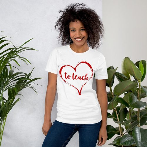 Love to Teach tee- White and red