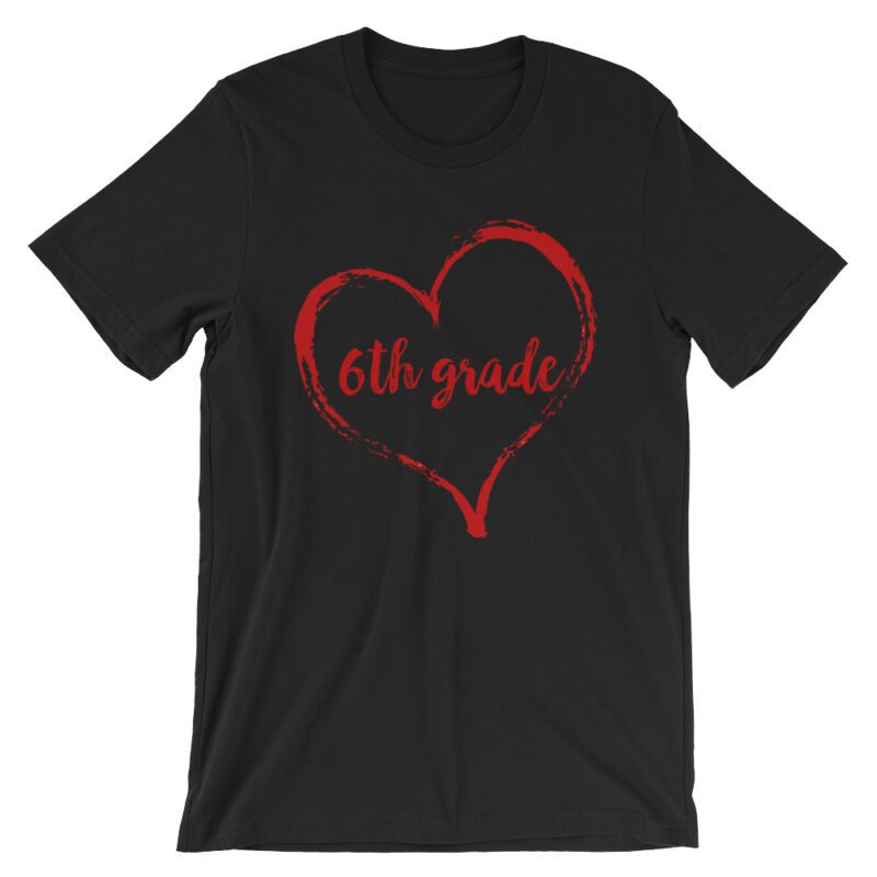 Love 6th Grade tee- Black with Red