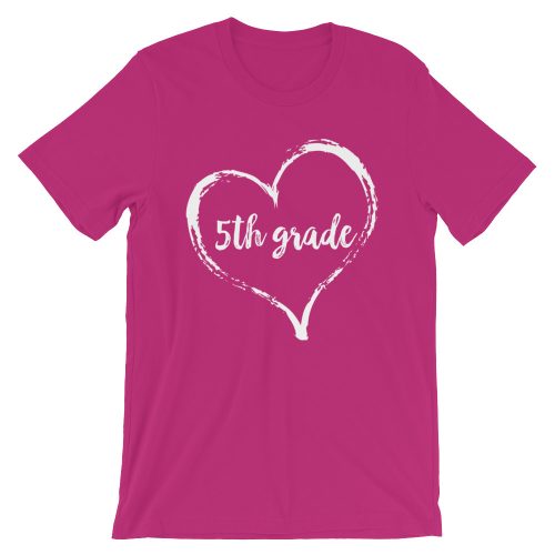 Love 5th grade tee- Berry Pink with White