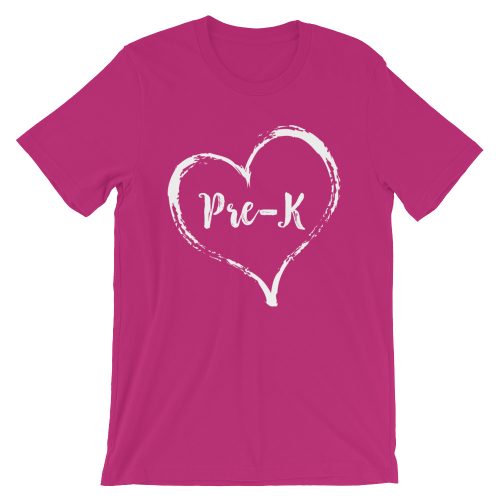 Love Pre-K tee- Raspberry Pink with white