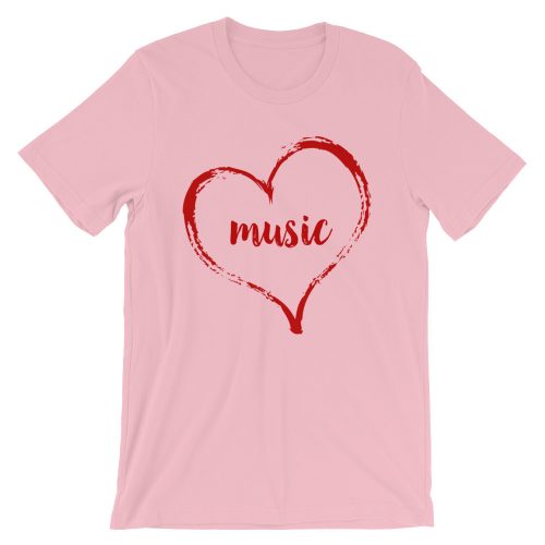 Love Music tee- Pink with Red