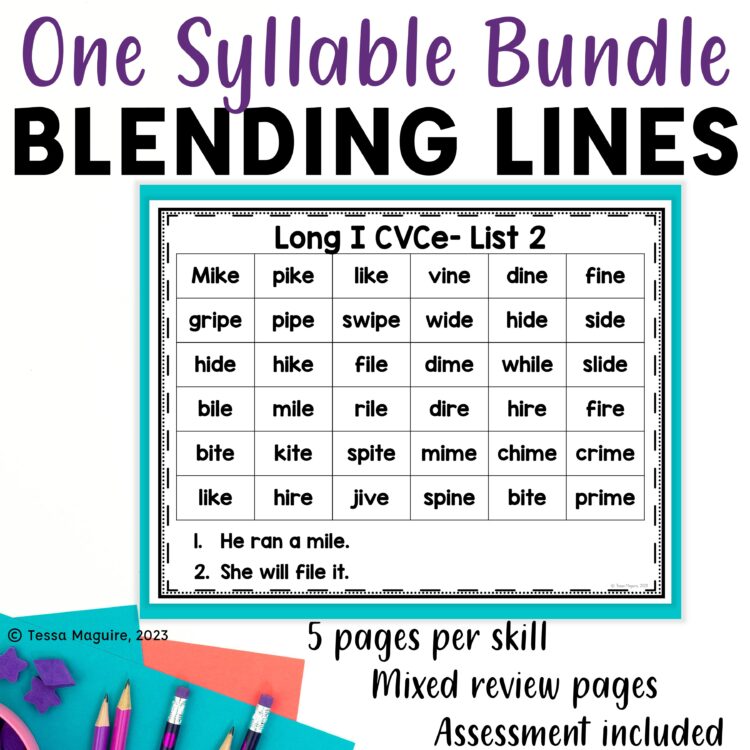 One Syllable Words Blending Lines Bundle