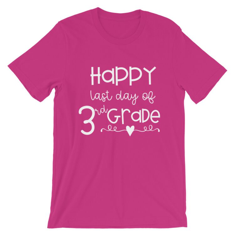 Berry Pink Last Day of 3rd Grade tee