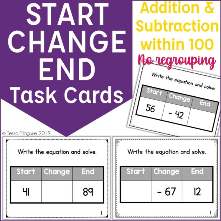 Start Change End without Regrouping task cards