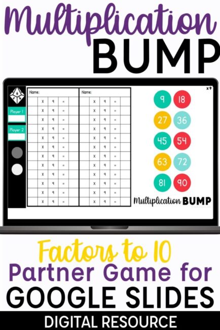 Multiplication Bump Digital Partner Game for Google Slides Multiplication Factors to 10