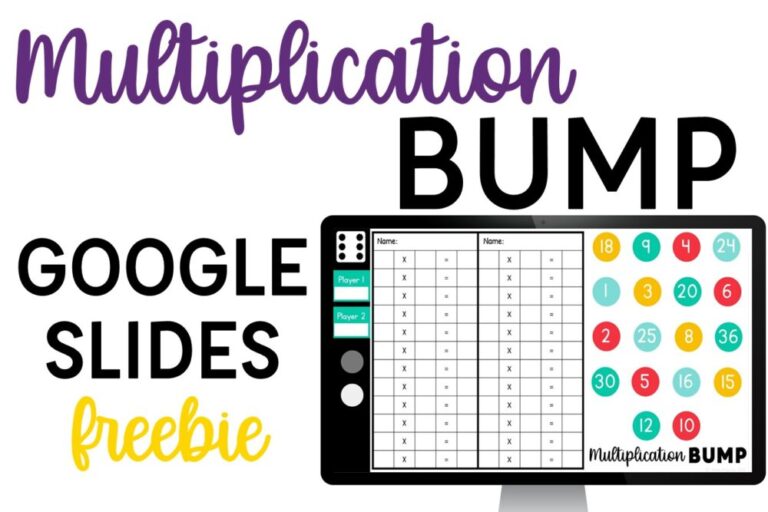 Multiplication Bump Google Slides Freebie with Computer and Game