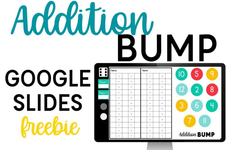 Addition Bump freebie for Google Slides Digital Addition Game