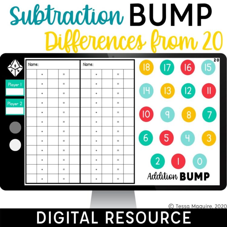 Digital Subtraction Bump Games Subtraction within 20