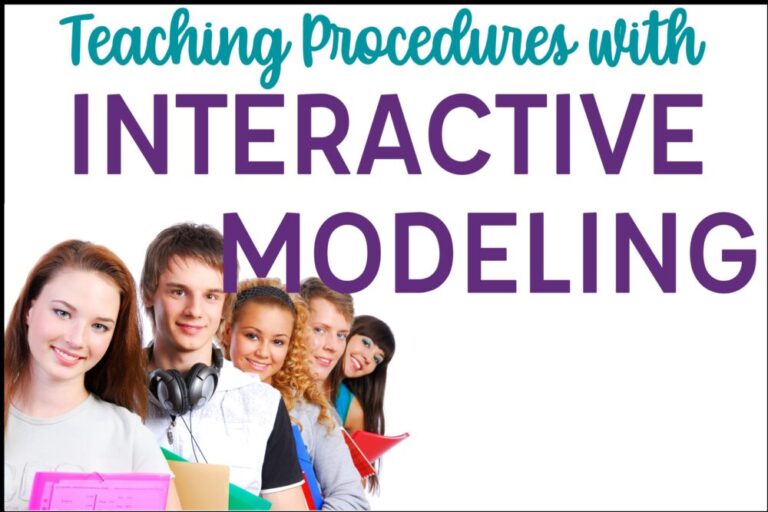 Teaching Classroom Procedures with Interactive Modeling text with students in a line