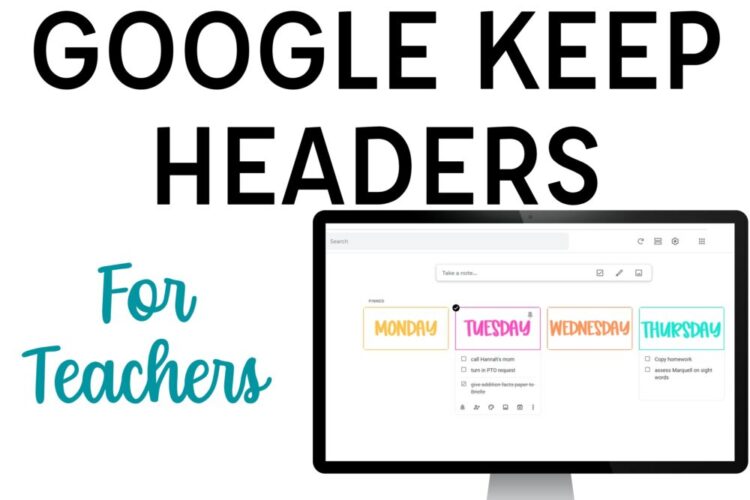Google Keep Headers for Teachers