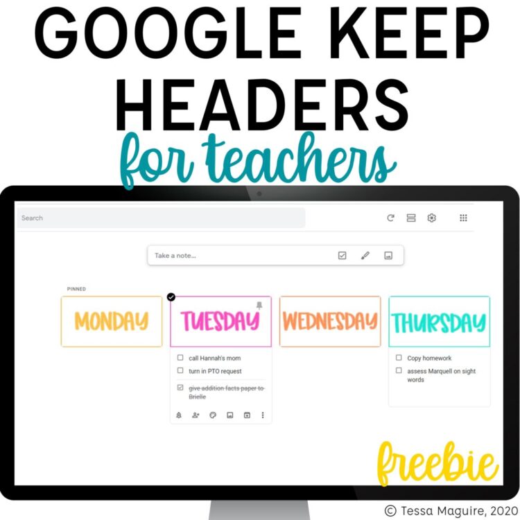 Google Keep Headers for Teachers