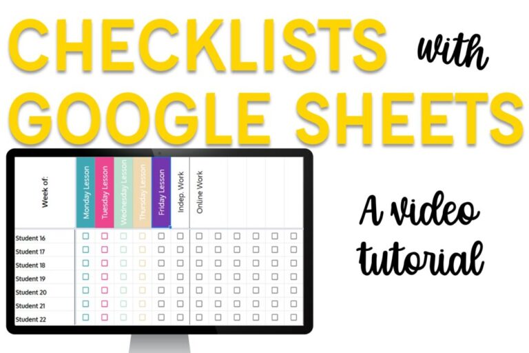 Creating Checklists with Google Sheets with student checklist display on computer