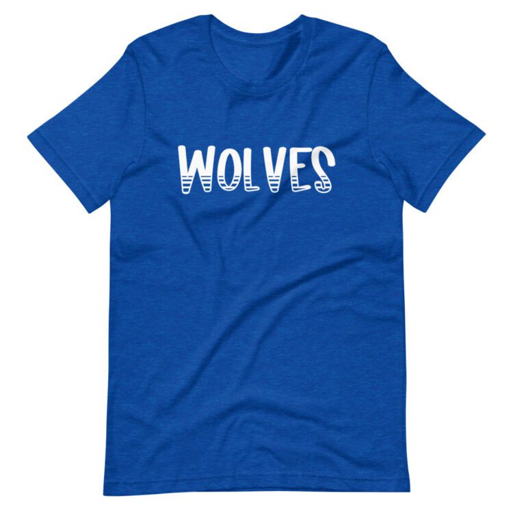 Royal Blue Wolves mascot t-shirt for school spirit days