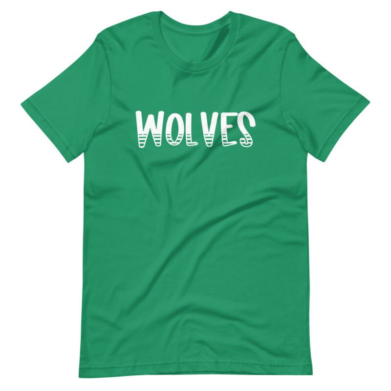 Green Wolves mascot tee for school spirit days