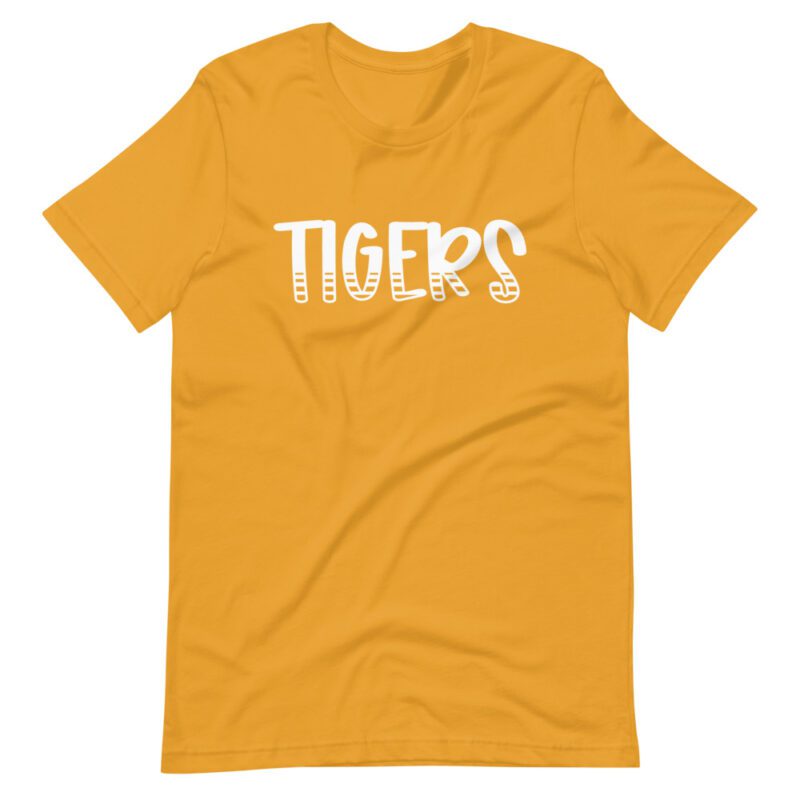 Mustard Yellow Tigers T-Shirt perfect for teachers and school staff for school spirit days
