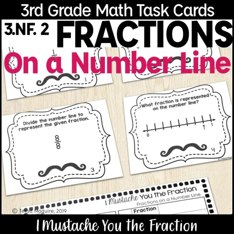3.NF.2 Fractions on a Number Line 3rd Grade Math Task Cards