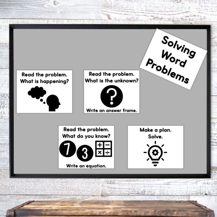 3 Reads Strategy posters with the 4 steps on a bulletin board