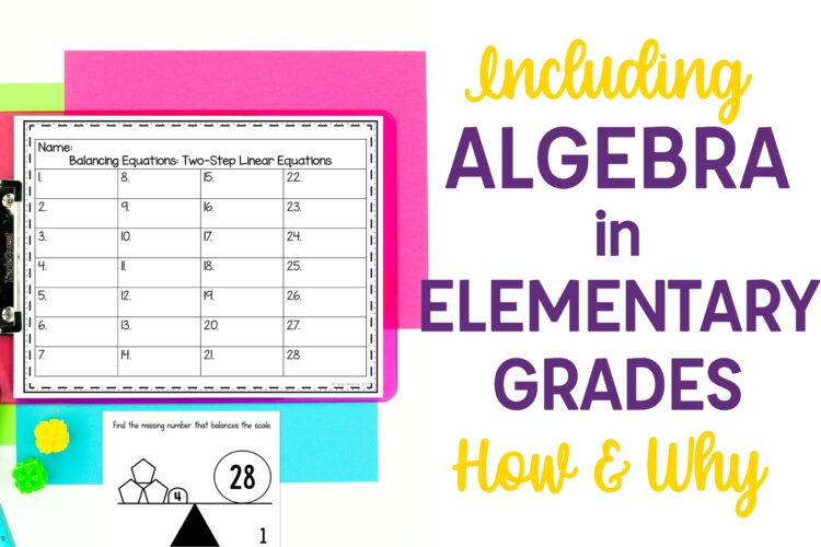 Algebra in Elementary Grades How & Why text with balance task card displayed on side