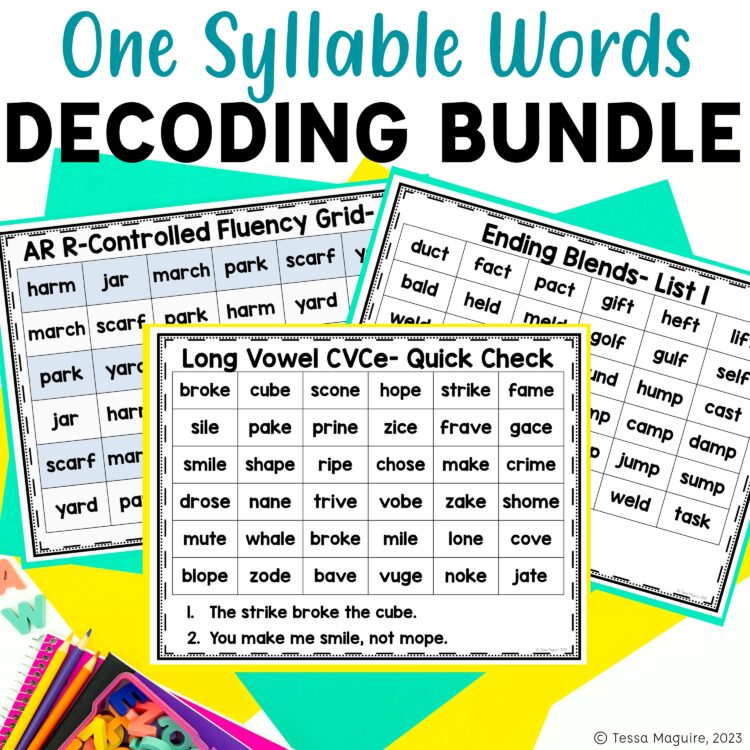 One Syllable Words Decoding Bundle text
