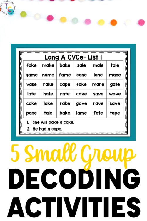 5 Small group decoding activities text above a long a cvce blending lines page printable