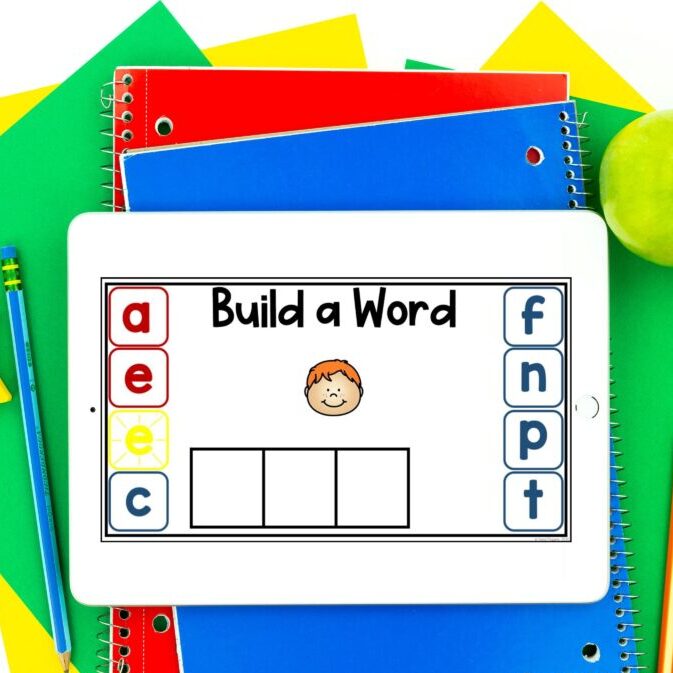 CVCe build a word activity on an ipad screen